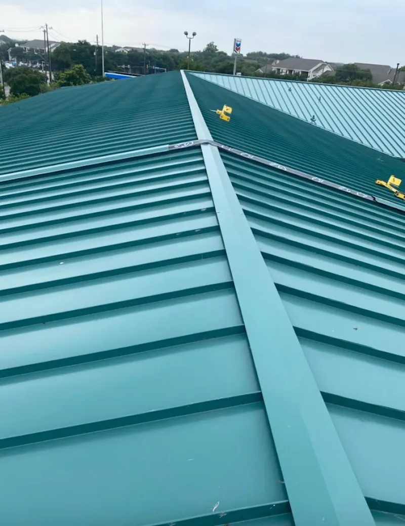 Green commercial metal roof ridge and valley for Metal Roof Repair in Calipatria